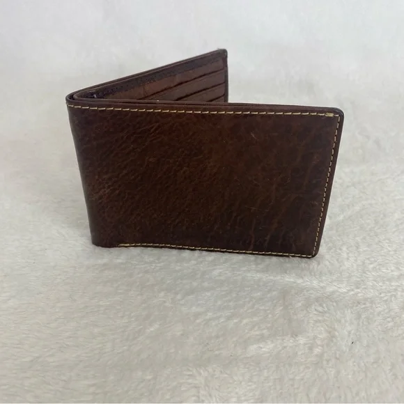 NEW BOSCA Essentials Men's BiFold Wallet Brown Leather Thin Card - Picture 5 of 6